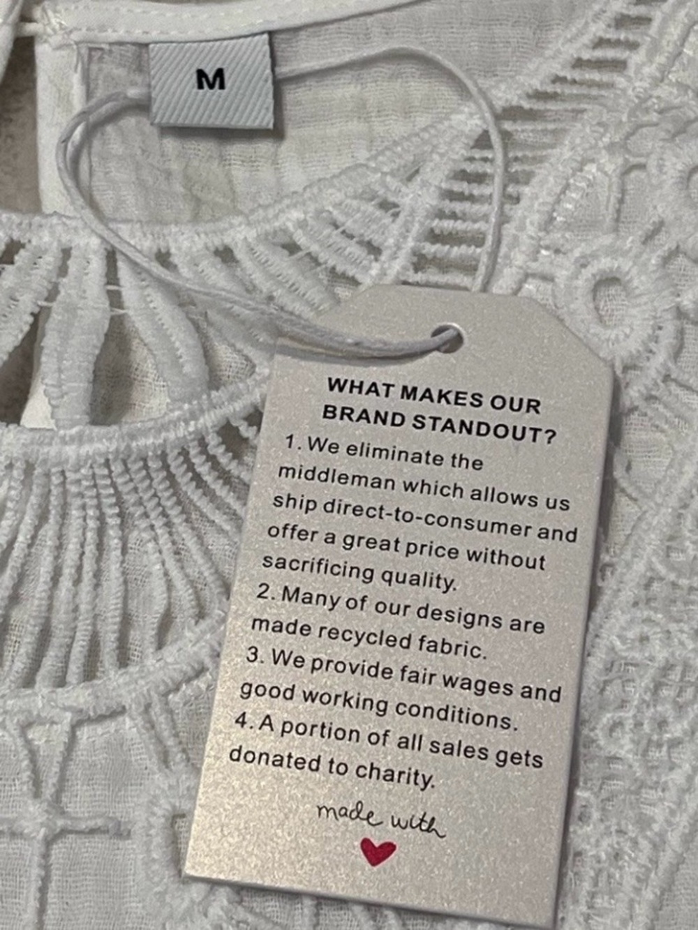 NWTS Women's M White Crochet Lace Textured Top Coastal Boho Cottagecore - Picture 11 of 12